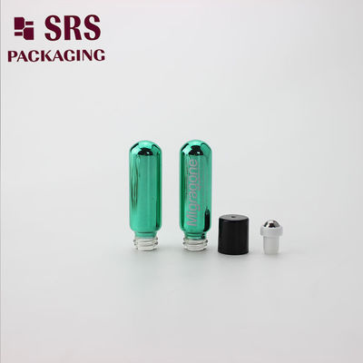 주문 향수 샘플 금속 녹색 롤 4ml 병에 블랙 캡 스틸 롤러 공 온라인 제조