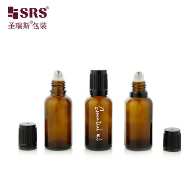 주문 BLPF-30ML 빈 갈색 유리 롤러 병 UV 방지 어린이 안전 캡 포함 온라인 제조