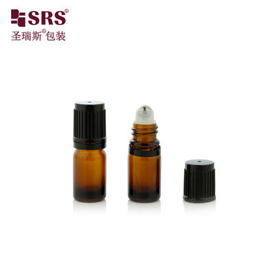주문 BLPF-5ml 라운드 숄더 블루 그린 앰버 유리 바이알 오일용 유리 볼이 있는 변조 방지 캡 온라인 제조