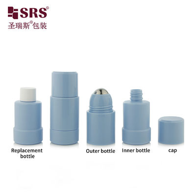 주문 맞춤형 라운드 트위스트 업 블루 데오도란트 롤온 보틀 50ml 75ml 온라인 제조