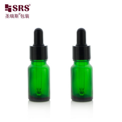 주문 D001-20ml 빈 녹색 유리병 용기, 검은색 플라스틱 드로퍼 캡 유리 피펫 포함, 헤어 오일 에센셜 오일용 온라인 제조