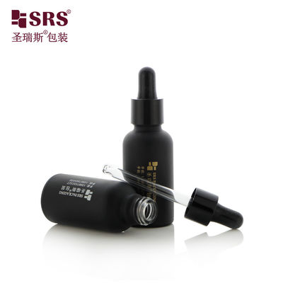주문 D001-50ml 맞춤형 라벨 빈 점적기 병 블랙 무광 코팅 디자인 개인 관리 스킨케어 제품용 골드 핫포일 스탬핑 로고 서비스 온라인 제조