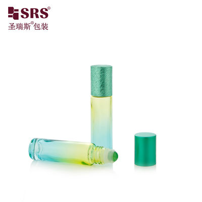 주문 BLPM-10ml 아쿠아 그린 그라데이션 산업용 유리 향수 바이알 용기, 롤러 볼 포함, 개인 관리 스킨케어 에센스용 온라인 제조