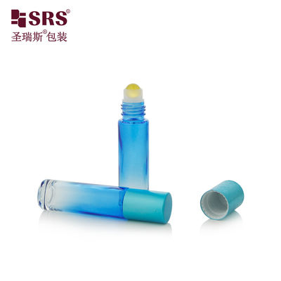 주문 BLPM-10ml 그라데이션 스카이 블루 산업용 유리 향수 롤러, 개인 위생용 스킨케어 에센스 포장 온라인 제조