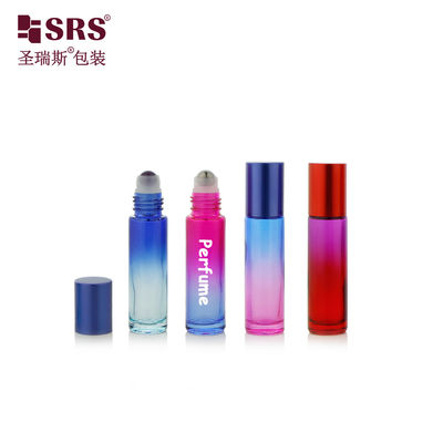주문 BLPM-10ml 빈 둥근 실린더 그라디언트 다채로운 스테인레스 스틸 롤러 볼 향수 10ml 롤 온 병 화장품 오일 사용 온라인 제조