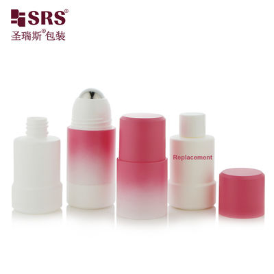 주문 RPPE(S)-50ml 75ml 그라디언트 코팅 스프레이 복숭아 핑크 화이트 리필형 탈취제 젤 롤러 병(큰 강철 금속 마사지 볼 포장 포함) 온라인 제조