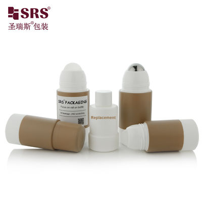 주문 로고 인쇄 RPPE P -75ML 브라운 롤 온 병 진정 젤 용기 롤러 볼 분배 유형 온라인 제조