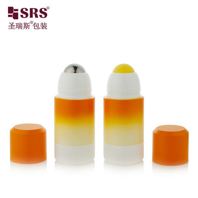 주문 RPPE ((P) -50ML 빈 그라디언트 오렌지 화이트 사용자 지정 디자인 롤 로고 인쇄로 제조 된 소틴 젤을 적용하기위한 노란색 홀 볼 온라인 제조