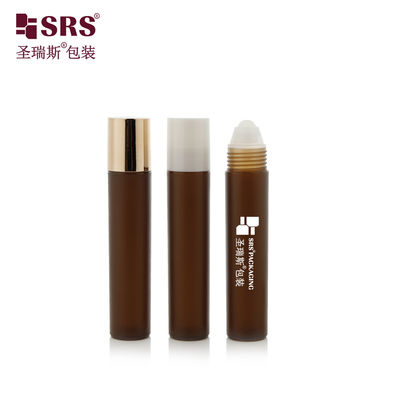 주문 내구성이 뛰어난 RPP P -20ml 무광 프로스티드 마감 빈 커피 브라운 색상 롤온 병, 아이 케어 포장용 골드 스크류 캡 포함 온라인 제조