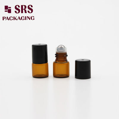 주문 검정색 플라스틱 캡이 있는 SRS 빈 2ml 호박색 유리 롤러 볼 병 온라인 제조