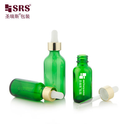 주문 Luxury Collar 1oz 2oz Green Glass Dropper Bottle for Essential Oil 온라인 제조