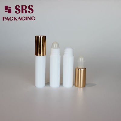 주문 SRS 빈 화장품 5ml 흰색 플라스틱 롤러 병(금색 알루미늄 캡 포함) 온라인 제조