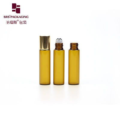 주문 알루미늄 캡이 달린 병에 빈 화장품 호박색 미니 5ml 유리 롤 온라인 제조