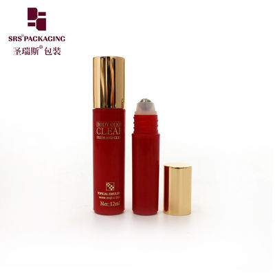 주문 RPA-5ML 대량 가격 빨간색 빈 롤러 병, 눈가 관리용 언더 아이 롤러 볼, 금색 스크류 캡 포함, 공장 판매 온라인 제조