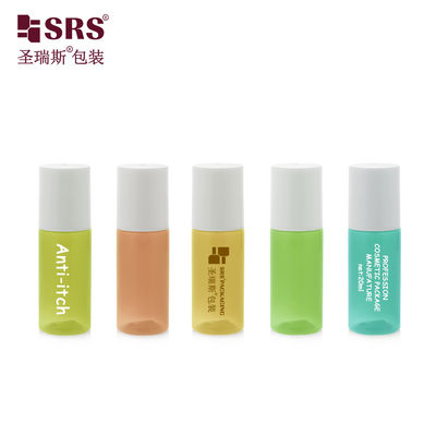 18-15ml 20ml Amber PET 화장품 롤러 병 흰색 캡
