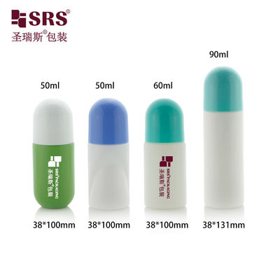 2oz 3oz 흰색 롤온 데오드란트 병 (PP 플라스틱 캡 및 롤러 볼 포함)