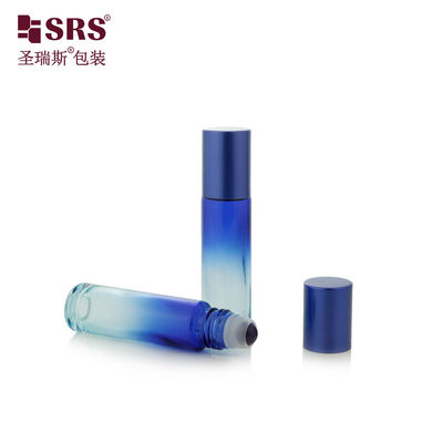 BLPM-10ml 100% 누출 방지 두꺼운 벽 몰드 다크 블루 유리 롤러 병, 세럼 화장품 포장을 위한 보석 볼 포함