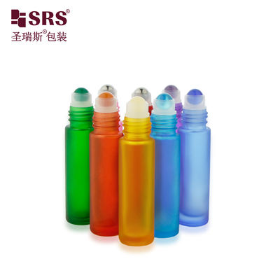 BLPM-10ml 맞춤형 다채로운 두꺼운 벽 폼 녹음 된 유리 병 롤러 병 화장품 및 향신료 오일 용 보석 공과 함께 응용