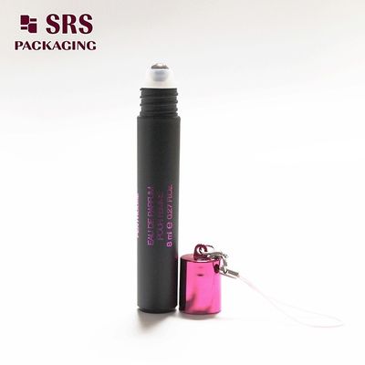 SRS 빈 화장품 플라스틱 롤러 볼 병 블랙 컬러 8ml, 후크 포함